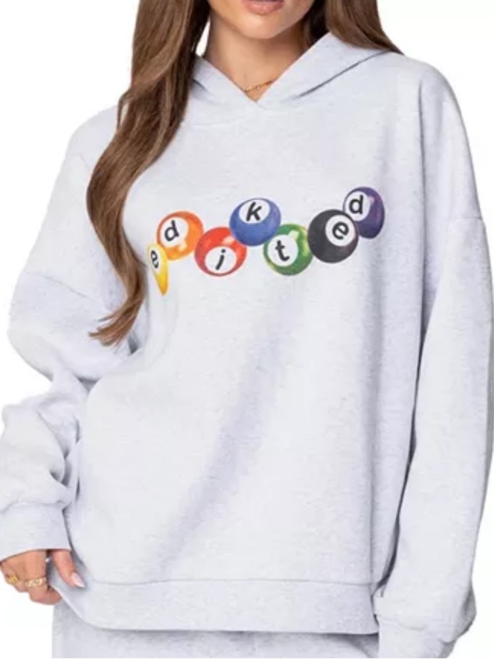 Edikted Light Gray oversized billiards hoodie xl